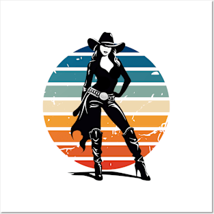 Runway to Ranch: Modern Cowgirl Chic in Silhouette Posters and Art